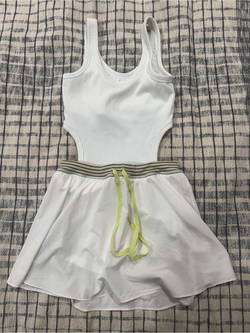 aerie White Ribbed Active dress
